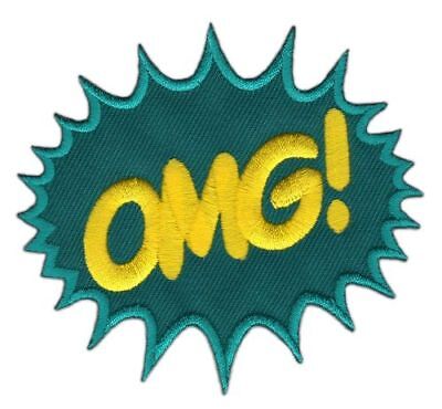 ak90★OMG! Sprechblase Aufnäher Applikation Bügelbild Spruch Patch 7,2 x 7,2 cm