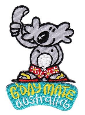 bf95★G`Day Mate Aufnäher Bügelbild Applikation Koala Bär Australien 6,0 x 8,5 cm