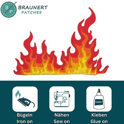 as64★Feuer Ring Flamme Aufnäher aufbügeln Bügelbild Patch Flicken 10,6 x 7,5 cm