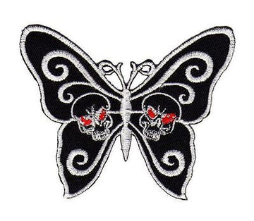an12★Schmetterling Aufnäher Bügelbild Applikation Totenkopf Patch Neu 8,8 x 7 cm