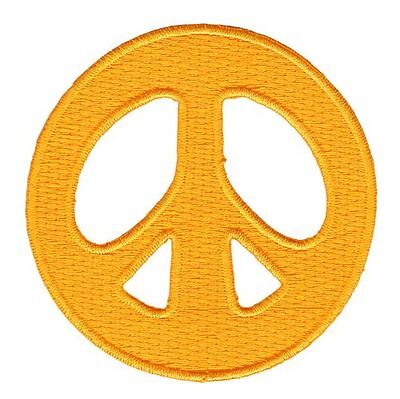 bg11★Peace Zeichen Orange Aufnäher zum aufbügeln Bügelbild Patch Flicken 7 x 7cm