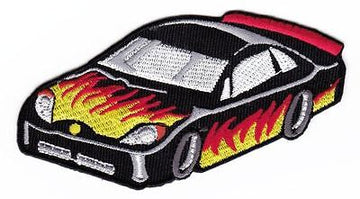 am24★Rennwagen Aufnäher Bügelbild Patch Applikation Stock Car Auto 10,0 x 5,5 cm