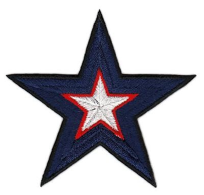 ah16★Stern Blau Aufnäher Bügelbild Applikation Patch Star Flicken 7,4 x 7,4 cm