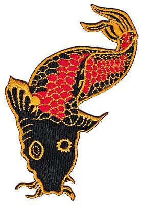 as57★Fisch Koi Karpfen Aufnäher Bügelbild Applikation Patch Flicken 6,5 x 10 cm