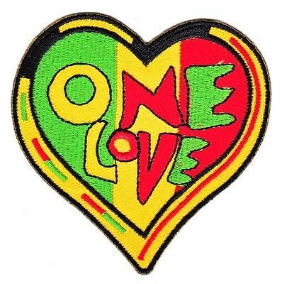 as28★Herz Reggae Love Aufnäher Bügelbild Applikation Patch Flicken 7,5 x 7,3 cm