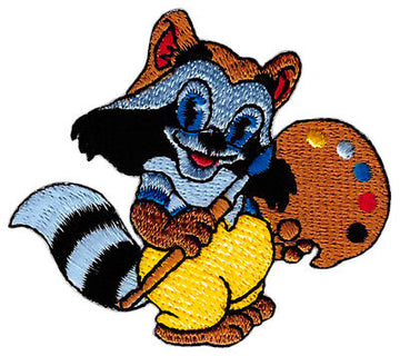 am04★Waschbär Blau Aufnäher zum aufbügeln Bügelbild Applikation Patch 6,7 x 6 cm