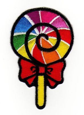 af31★Lolly lollipop patch iron-on application patch rainbow 4.6 x 7.2 cm