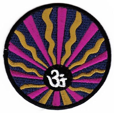 ao24★Buddha Yoga Om Aum Zeichen Aufnäher Bügelbild Patch Bügelflicken 8 x 8 cm