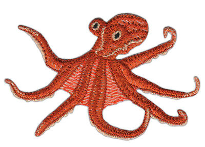 ag16★Krake Octopus Tintenfisch Aufnäher zum aufbügeln Bügelbild Neu 9,5 x 6,6 cm