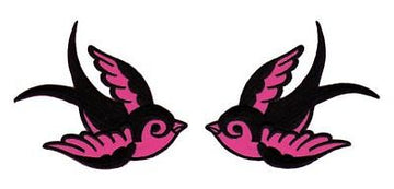 au40★Schwalbe 2er Set Aufnäher zum aufbügeln Bügelbild Vogel Patch 9,5 x 7,5 cm