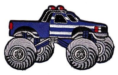 be22★Monstertruck Blau Aufnäher  aufbügeln Bügelbild Patch Flicken 9,8 x 5,8 cm