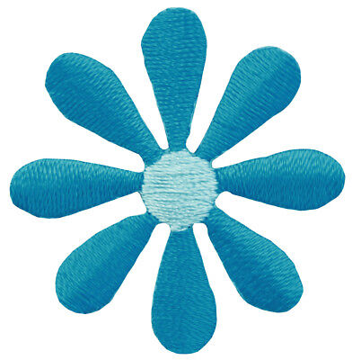au33★Blüte klein Blau Blume Aufnäher zum aufbügeln Bügelbild Patch 3,5 x 3,5 cm
