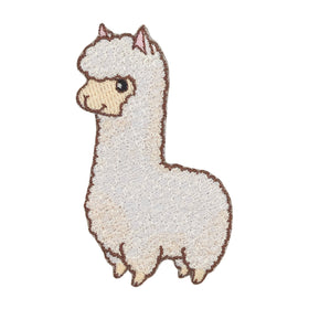 #am47 Lama White Iron-On Patch Application Patch Size 5.0 x 8.1 cm