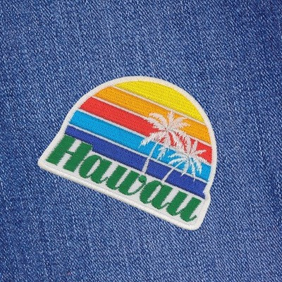 ak40★Hawaii Aufnäher Palme Bügelbild Applikation Patch Flicken 7,3 x 5,5 cm