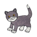 #aa92 Graue Katze Aufnäher Bügelbild Applikation Flicken Patch Größe 8,0 x 8,6 cm-1