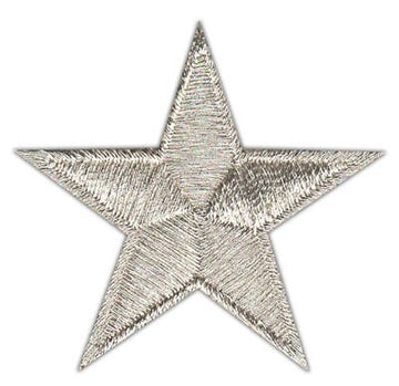 ao36★Stern Klein Silber Aufnäher aufbügeln Bügelbild Bügelflicken 4,5 x 4,5 cm