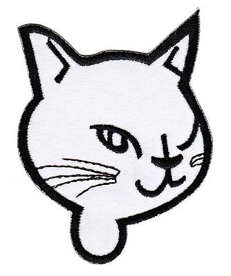 be45★Katze Kopf Aufnäher zum aufbügeln Applikation Bügelbild Patch 6,4 x 8,0 cm