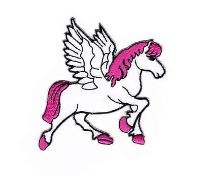 ak04★Pegasus Rosa Pferd Flügel Aufnäher zum aufbügeln Bügelbild Patch 7 x 7,5 cm