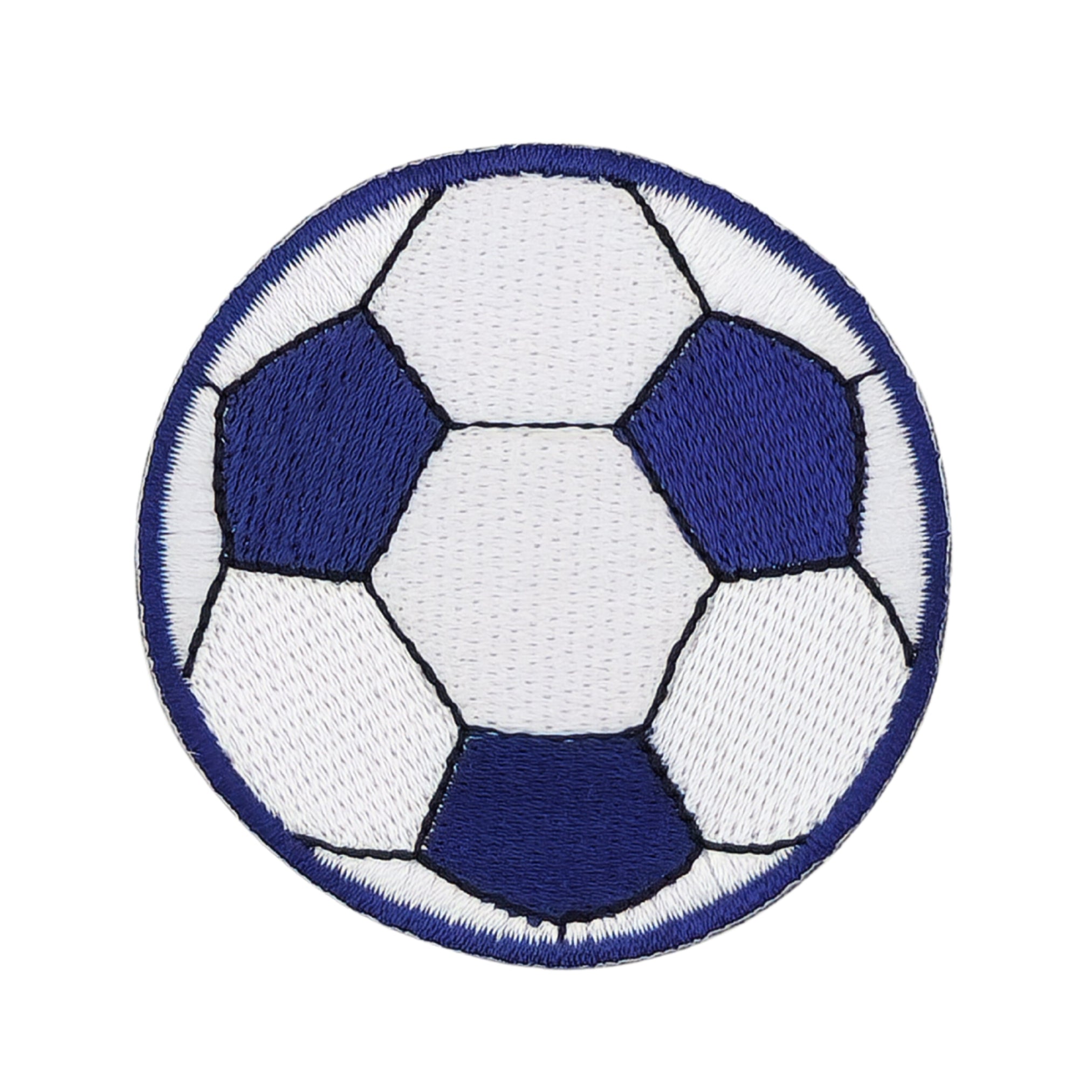 #ae40 Fußball Blau Weiß Ball Sport Aufnäher Applikation Bügelbild Flicken Patch Größe 5,3 x 5,3 cm