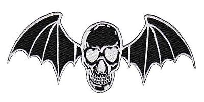 bc58★Totenkopf Fledermaus Aufnäher zum aufbügeln Bügelbild Patch 13,5 x 5,8 cm