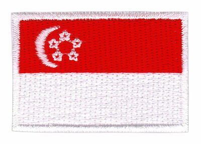 as75★Singapur Flagge Klein Singapore Aufnäher Bügelbild Patch Flicken 4,5 x 3 cm