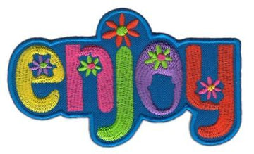 ak96★Enjoy Aufnäher zum aufbügeln Applikation Bügelbild Patch Blume 8,5 x 6,5 cm