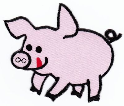 ap10★Schwein Rosa Aufnäher zum aufbügeln Bügelbild Applikation Patch 9,8 x 8 cm