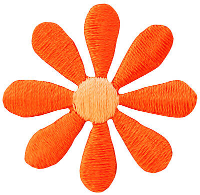 ao84★Blüte klein Orange Blume Aufnäher zum aufbügeln Bügelbild Patch 3,5 x 3,5cm