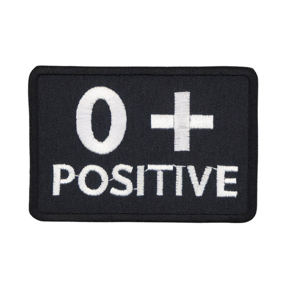 #be26 Blutgruppe 0 + Positiv Null Aufnäher Bügelbild Applikation Patch Größe 7,5 x 5,0 cm