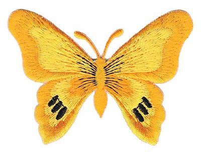 bg76★Schmetterling Gelb Aufnäher aufbügeln Bügelbild Patch Flicken 7,7 x 5,6 cm