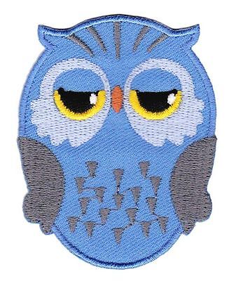 am90★Eule Blau Vogel Aufnäher zum aufbügeln Applikation Bügelbild 5,1 x 6,6 cm