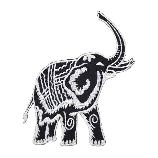 #aa36 Elefant Weiß Aufnäher Bügelbild Applikation Patch Größe 10,0 x 12,3 cm