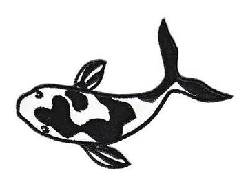 bf30★Koi Karpfen Fisch Aufnäher Bügelbild Applikation Flicken Patch 9,3 x 5,0 cm