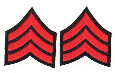 au88★Sergeant 2er Set Aufnäher aufbügeln Bügelbild Patch Kostüm Karneval 7 x 8cm