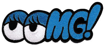 am41★Augen OMG Aufnäher zum aufbügeln Bügelbild Patch Spruch Flicken 9,8 x 3,8cm