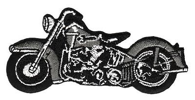 am89★Motorrad Grau Bobber Aufnäher Bügelbild Applikation Flicken Patch 9 x 4,5cm