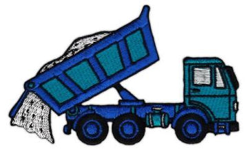 an06★LKW Blau Laster Kipper Aufnäher Bügelbild Baustelle Fahrzeug 11,0 x 6,8 cm
