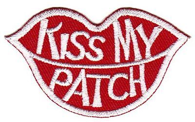 bb25★Kiss My Patch Lippen Rot Aufnäher Bügelbild Patch Flicken Spruch 4 x 6,7 cm