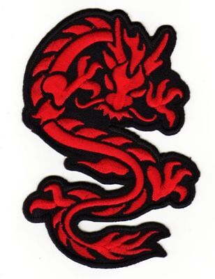 an91★Drache Rot Dragon Aufnäher zum aufbügeln Bügelbild Applikation 9 x 6,5 cm