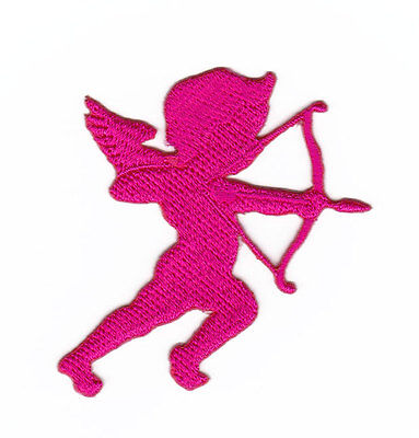 ak18★Pink Amor Engel Liebe Aufnäher Bügelbild Pfeil Bogen Patch Neu 5,7 x 6,5 cm