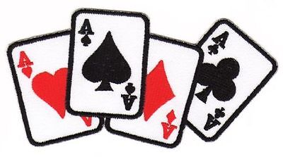 au84★Karten Casino Aufnäher Bügelbild Patch Applikation Poker Pik Herz 12 x 6 cm