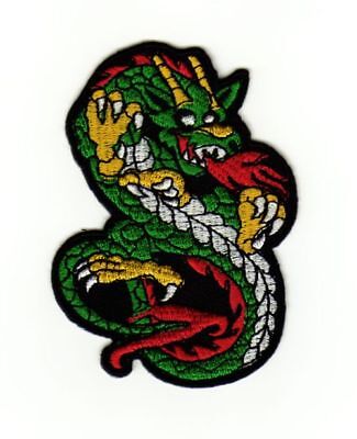 ag44★Drache Grün Aufnäher Bügelbild Applikation Patch Bügelflicken 9 x 6,5 cm