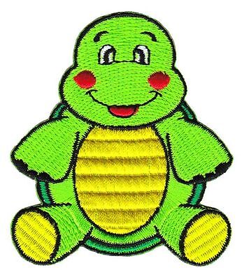 ag74★Schildkröte Grün Aufnäher Bügelbild Applikation Patch Flicken 6 x 6,7 cm