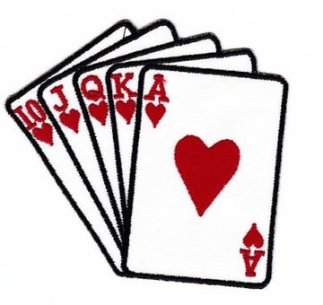 am59★Karten Poker Royal Flush Aufnäher zum aufbügeln Patch Bügelbild 9,5 x 8,5cm