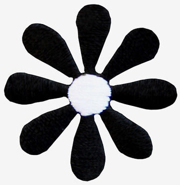 au06★Blüte klein Schwarz Blume Aufnäher aufbügeln Bügelbild Patch 3,5 x 3,5 cm