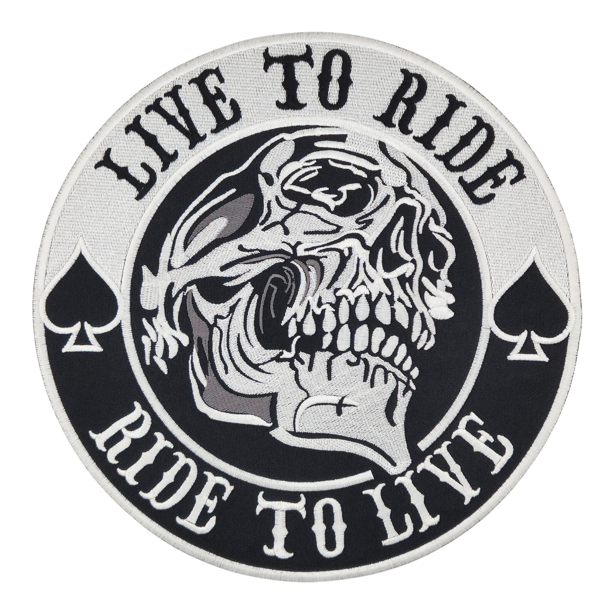 #Backpatch #64 Live to Ride Totenkopf Pik Biker Kutte Rückenaufnäher Back Patch Groß 22,5 x 22,5 cm