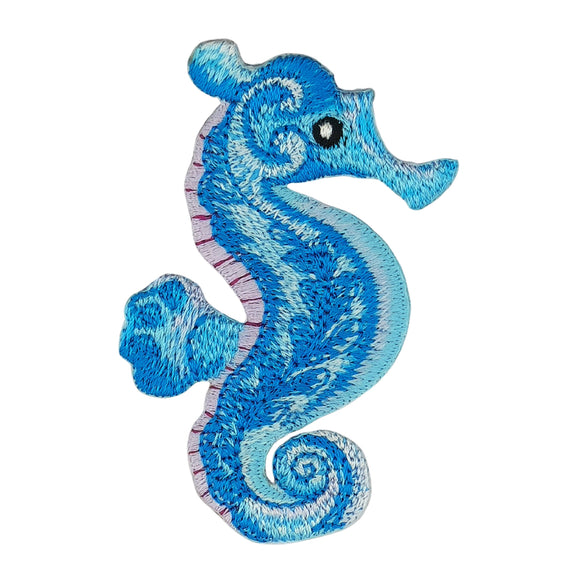 #an95 Seepferdchen Blau Aufnäher Patch Applikation Bügelflicken Bügelbild Größe 7,2 x 4,9 cm