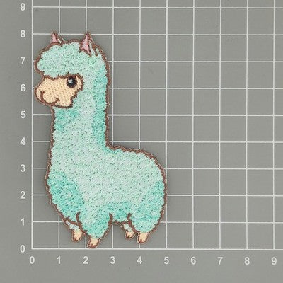 ag23★Lama Türkis Alpaka Aufnäher Bügelbild Applikation Patch Flicken 5 x 8 cm