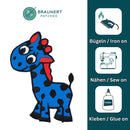 #aa41 Giraffe Blau Kinder Aufnäher Bügelbild Applikation Patch Größe 5,5 x 7,8 cm-2