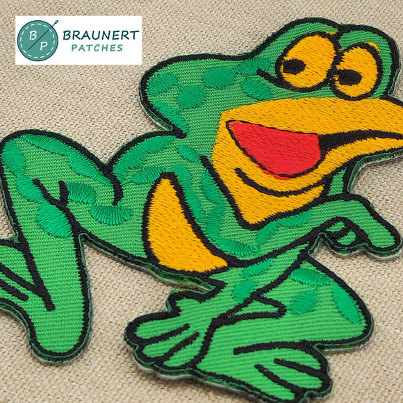 #aa54 Frosch Grün Aufnäher Bügelbild Applikation Patch Größe 8,5 x 7,0 cm